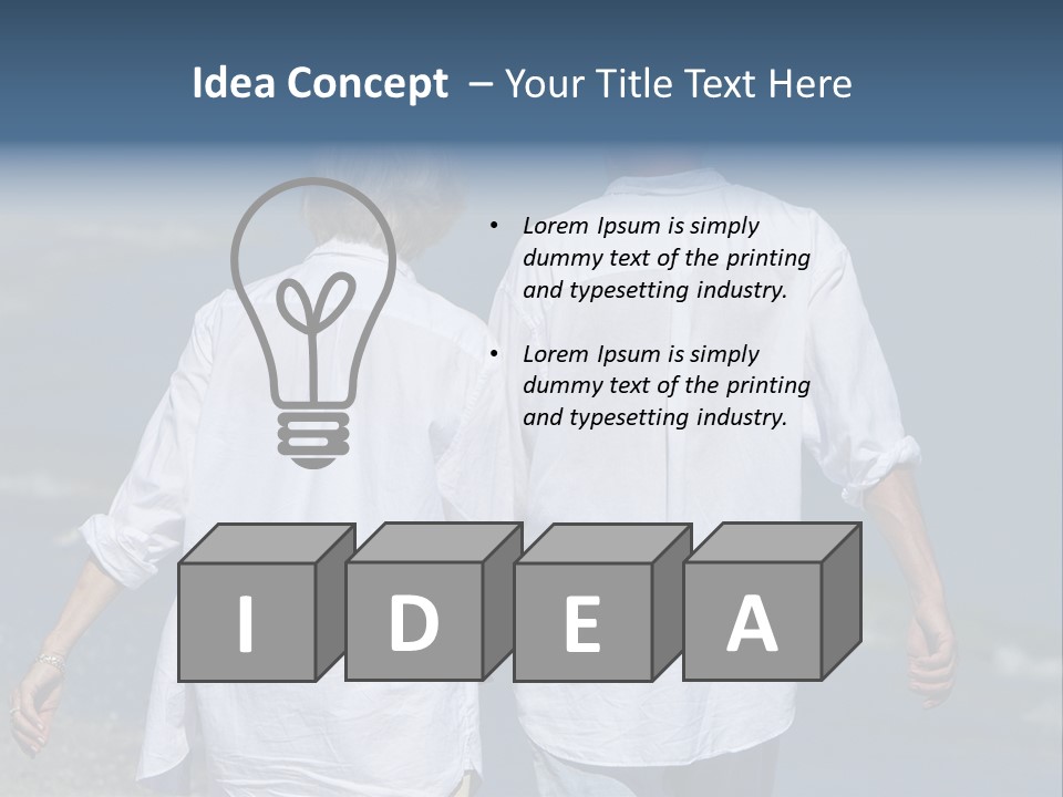 A Man And A Woman Walking Along The Beach PowerPoint Template