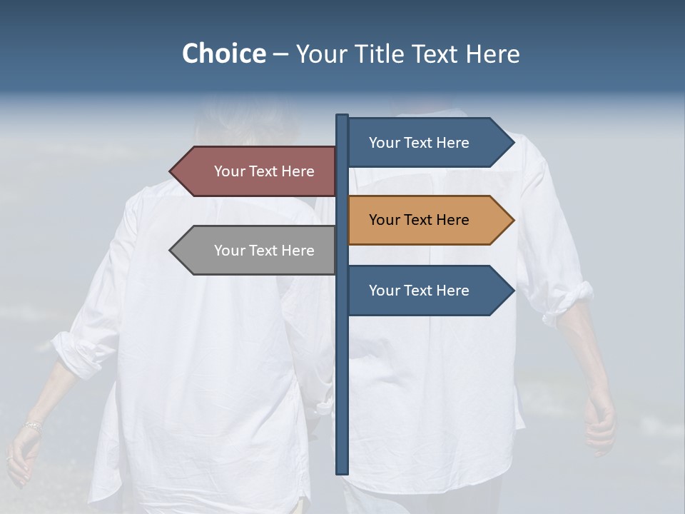 A Man And A Woman Walking Along The Beach PowerPoint Template