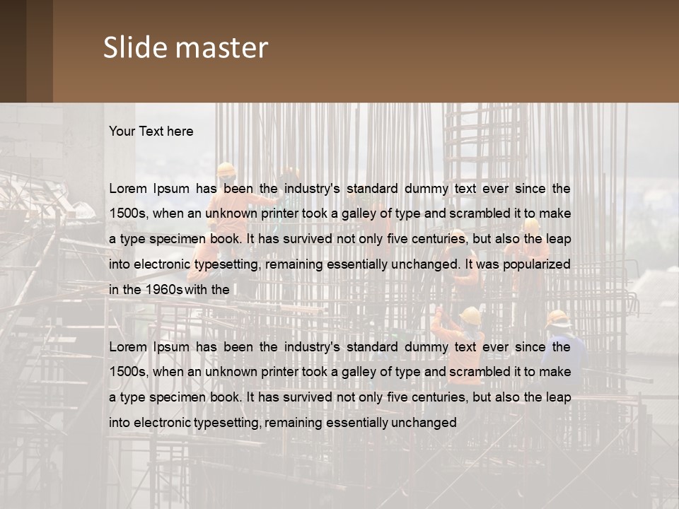 A Group Of Construction Workers Working On A Building PowerPoint Template