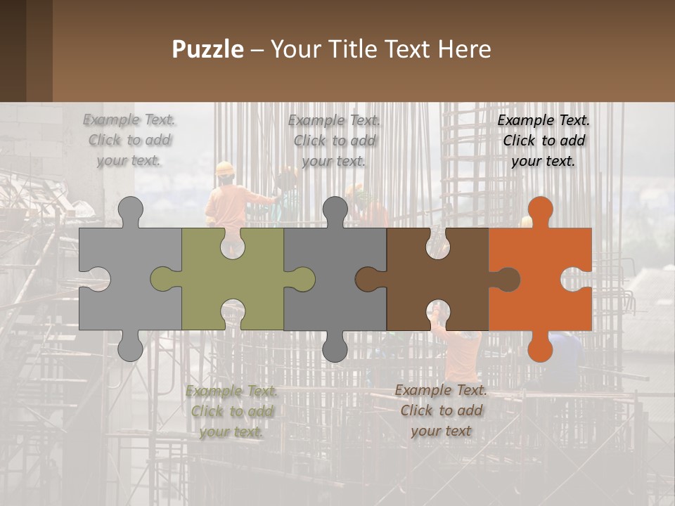 A Group Of Construction Workers Working On A Building PowerPoint Template