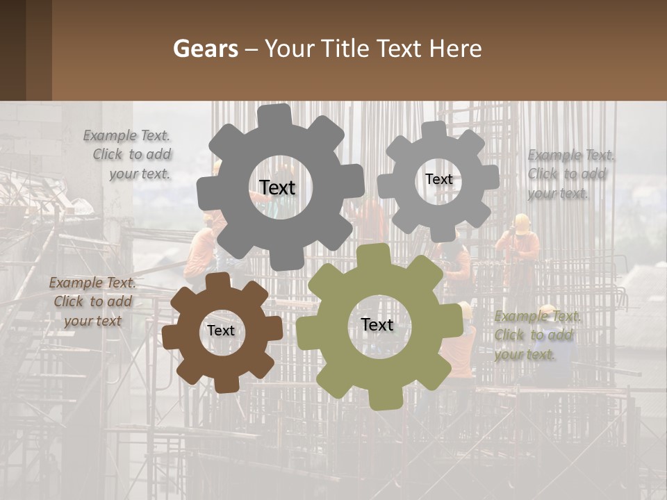 A Group Of Construction Workers Working On A Building PowerPoint Template