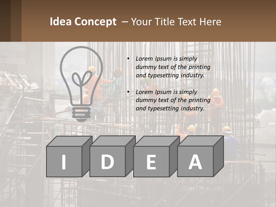 A Group Of Construction Workers Working On A Building PowerPoint Template