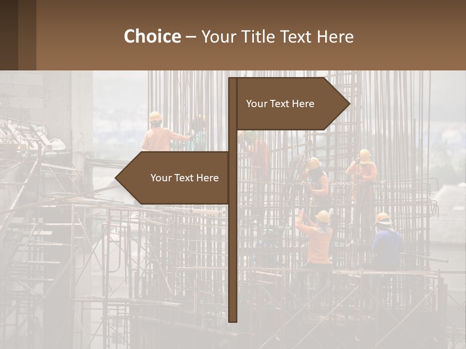 A Group Of Construction Workers Working On A Building PowerPoint Template