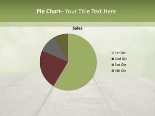 A Wooden Table With A Green Background PowerPoint Template