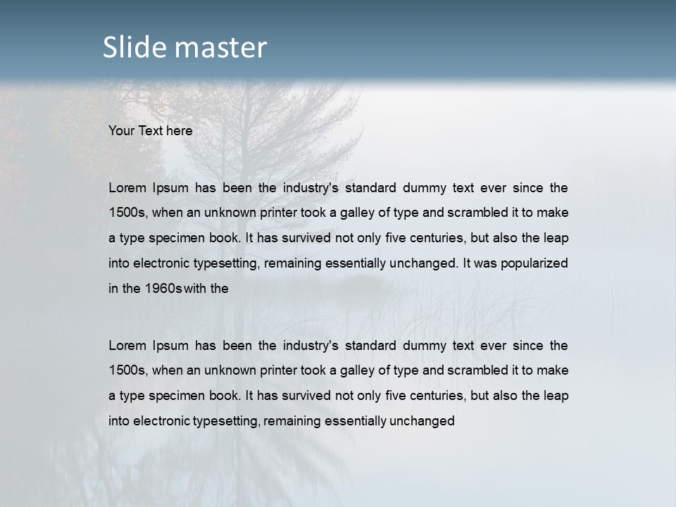 A Lake Surrounded By Trees With Fog In The Air PowerPoint Template