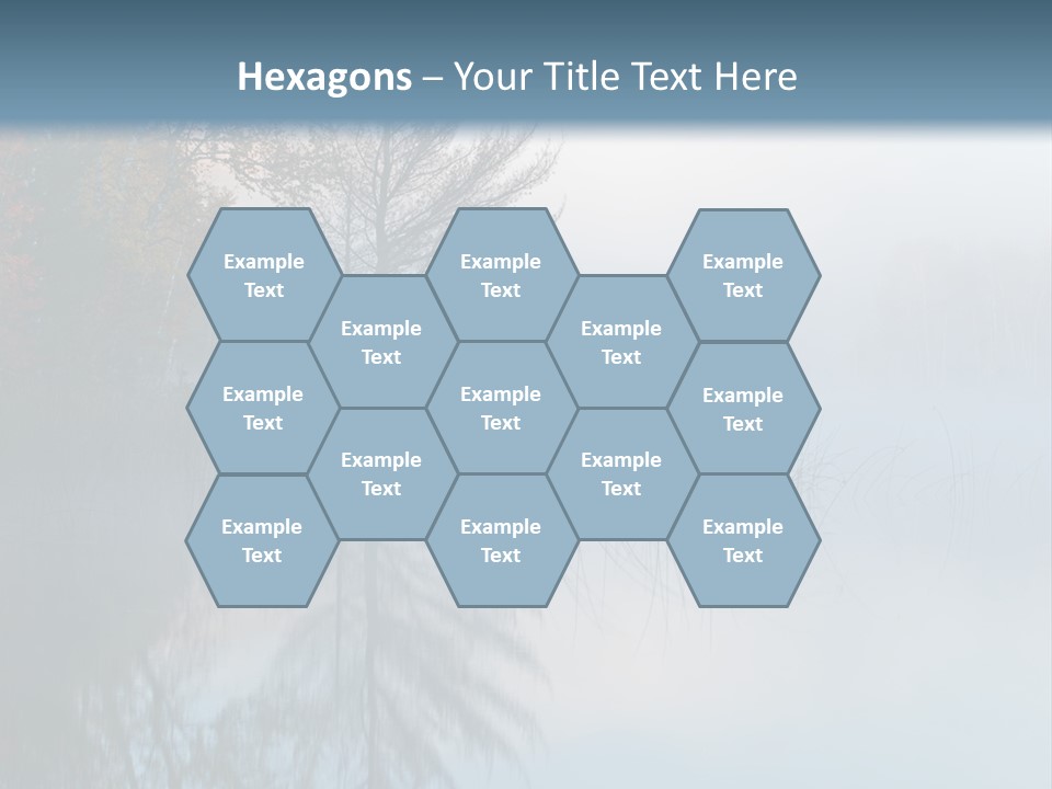 A Lake Surrounded By Trees With Fog In The Air PowerPoint Template