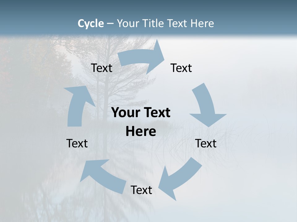 A Lake Surrounded By Trees With Fog In The Air PowerPoint Template