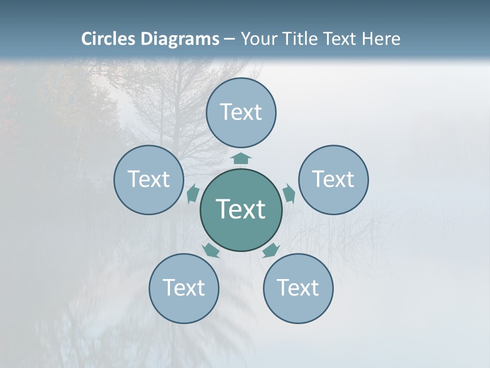 A Lake Surrounded By Trees With Fog In The Air PowerPoint Template