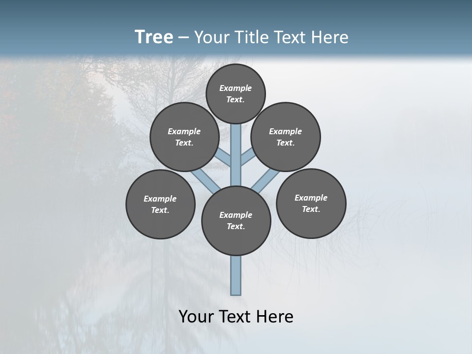 A Lake Surrounded By Trees With Fog In The Air PowerPoint Template
