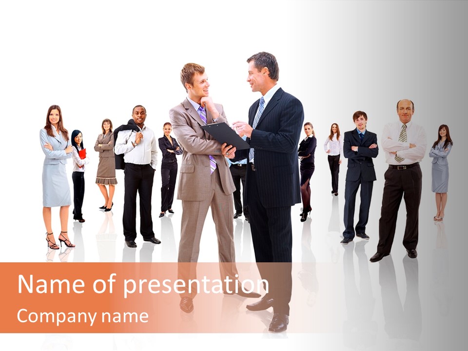 A Group Of Business People Standing In Front Of Each Other PowerPoint Template