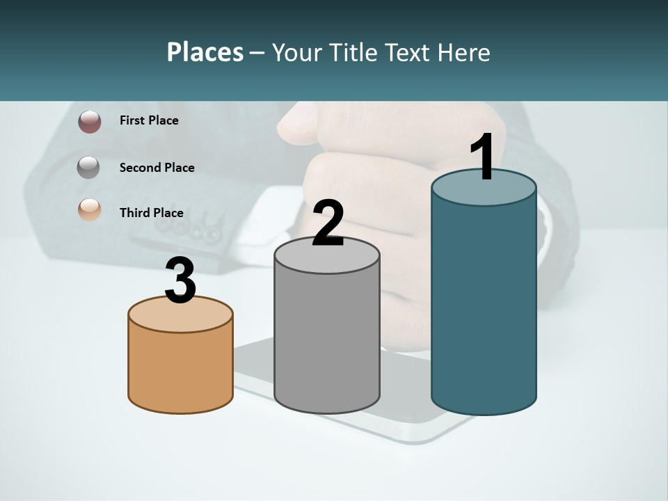 A Man In A Suit Holding A Business Card PowerPoint Template