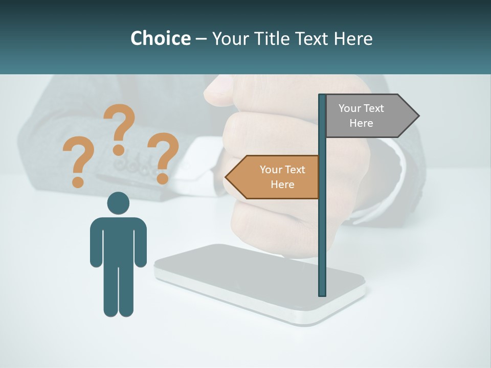 A Man In A Suit Holding A Business Card PowerPoint Template