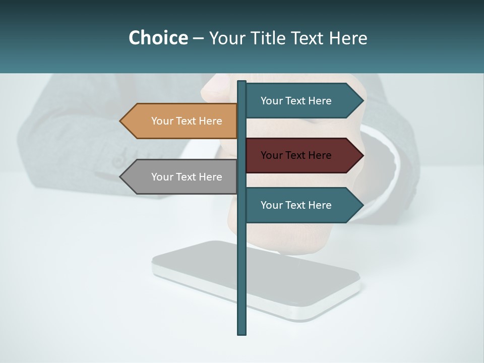 A Man In A Suit Holding A Business Card PowerPoint Template