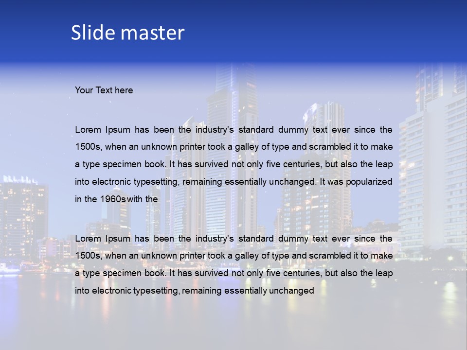 A City At Night With Skyscrapers In The Background PowerPoint Template