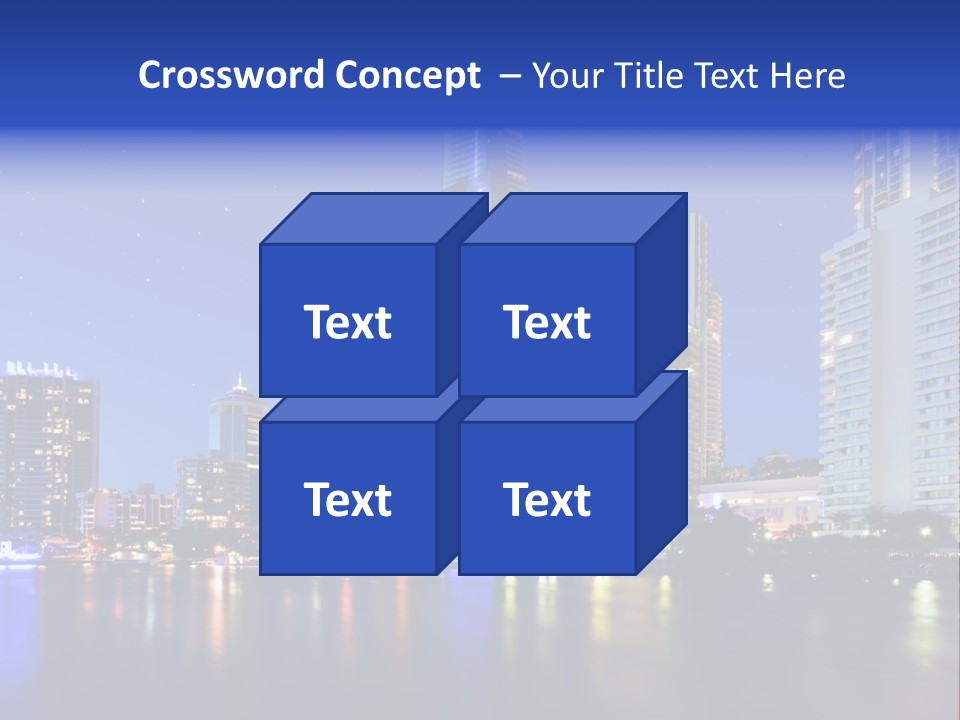 A City At Night With Skyscrapers In The Background PowerPoint Template