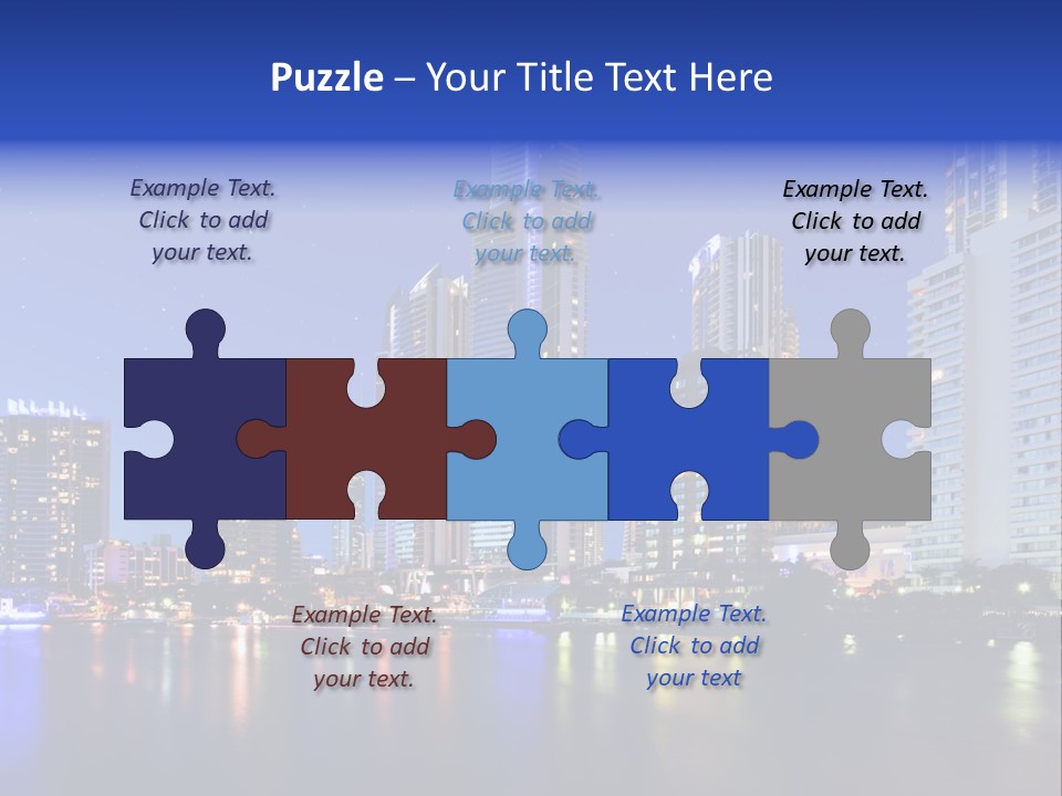 A City At Night With Skyscrapers In The Background PowerPoint Template