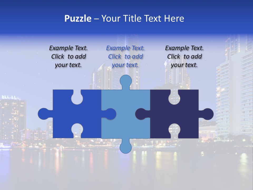 A City At Night With Skyscrapers In The Background PowerPoint Template