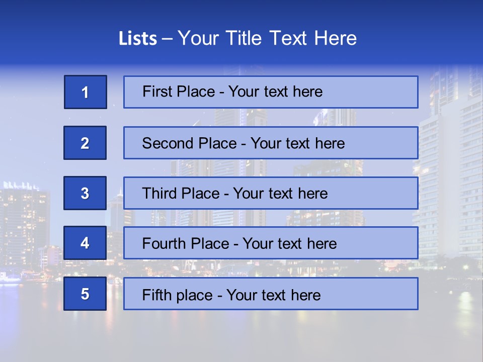 A City At Night With Skyscrapers In The Background PowerPoint Template