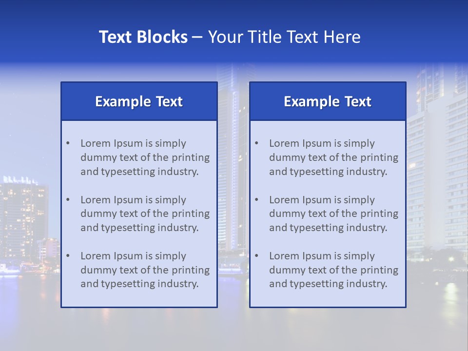 A City At Night With Skyscrapers In The Background PowerPoint Template