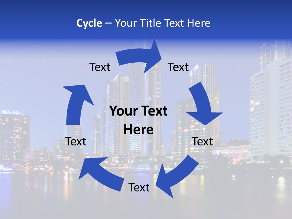 A City At Night With Skyscrapers In The Background PowerPoint Template