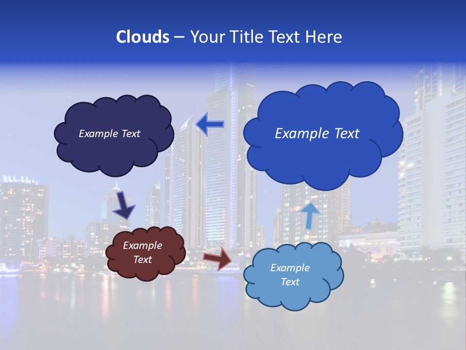 A City At Night With Skyscrapers In The Background PowerPoint Template