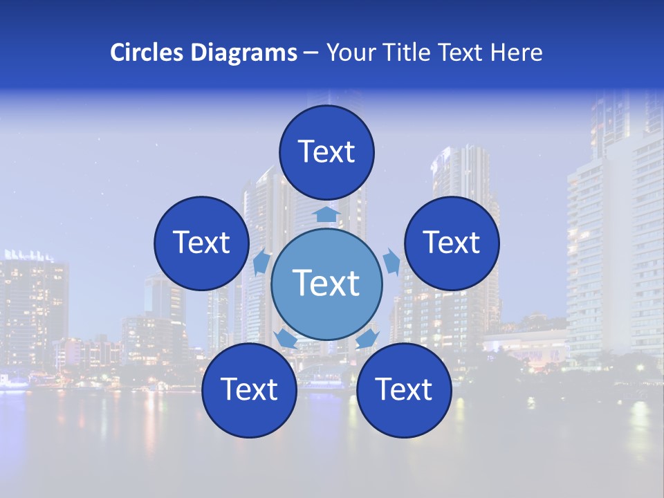 A City At Night With Skyscrapers In The Background PowerPoint Template