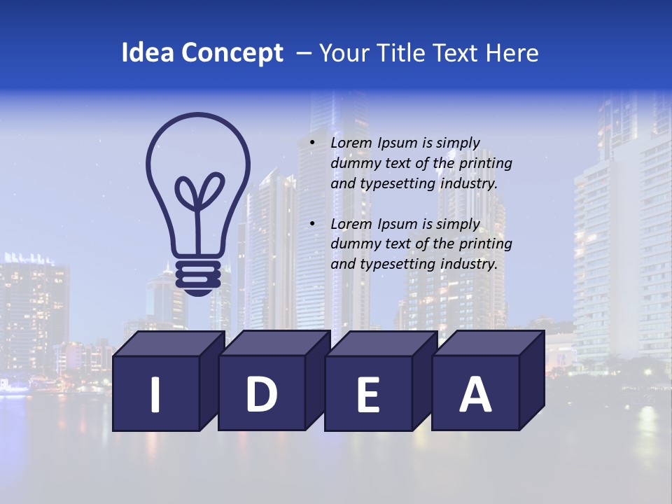 A City At Night With Skyscrapers In The Background PowerPoint Template