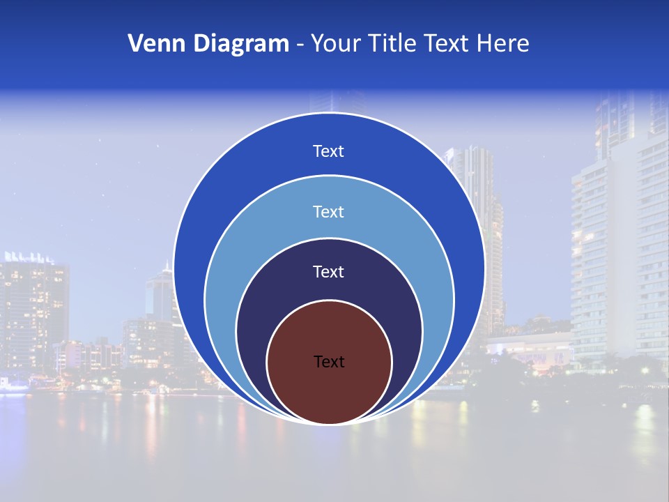 A City At Night With Skyscrapers In The Background PowerPoint Template