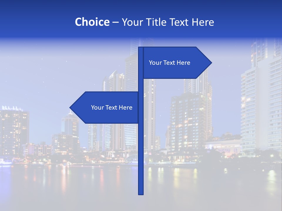 A City At Night With Skyscrapers In The Background PowerPoint Template