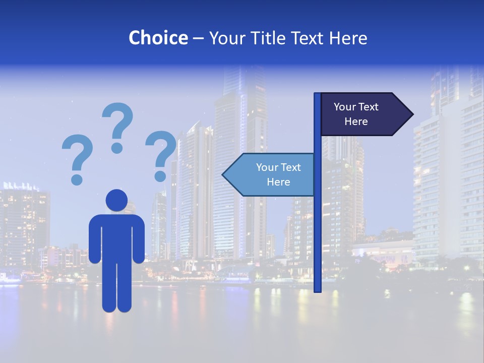 A City At Night With Skyscrapers In The Background PowerPoint Template