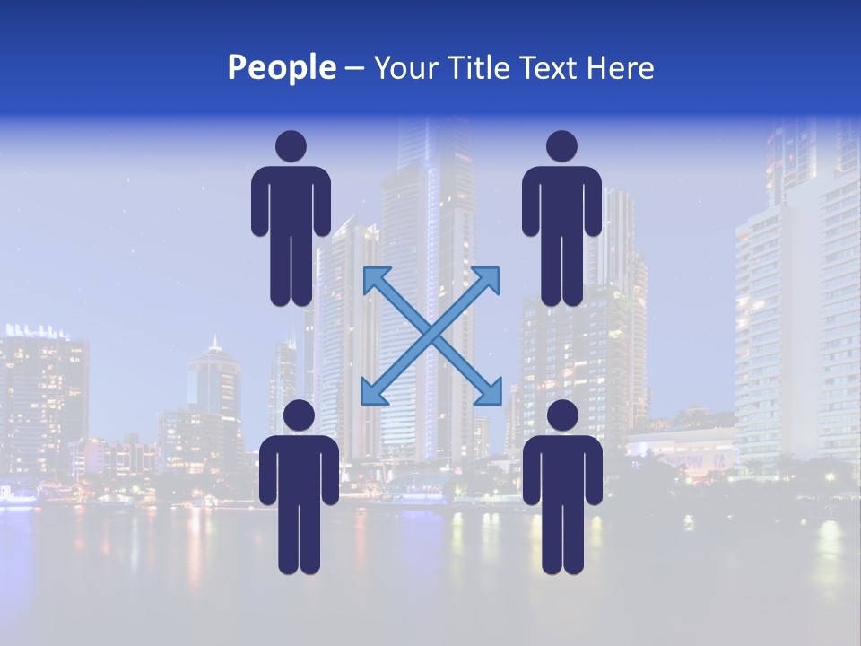 A City At Night With Skyscrapers In The Background PowerPoint Template