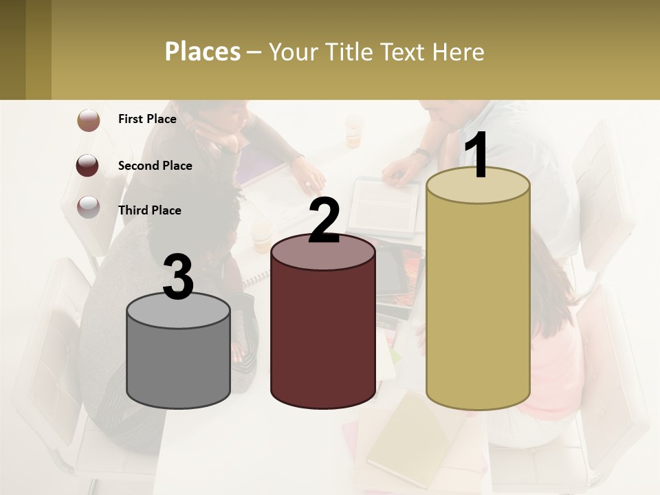 A Group Of People Sitting Around A White Table PowerPoint Template