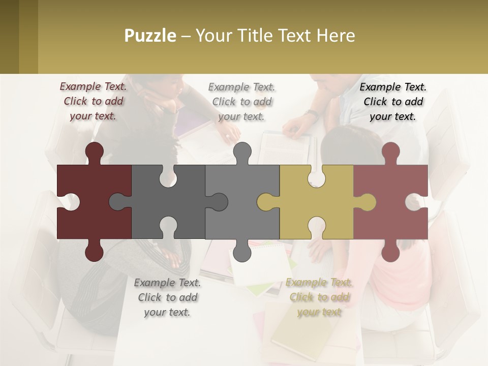 A Group Of People Sitting Around A White Table PowerPoint Template