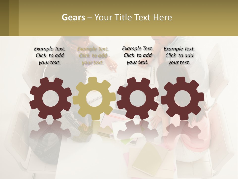 A Group Of People Sitting Around A White Table PowerPoint Template