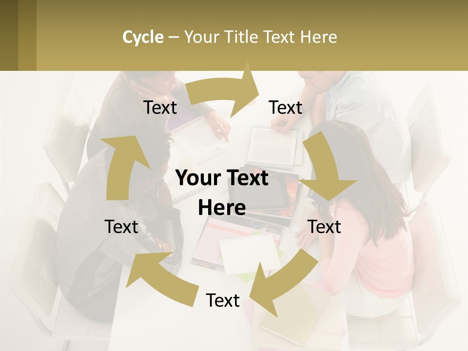 A Group Of People Sitting Around A White Table PowerPoint Template