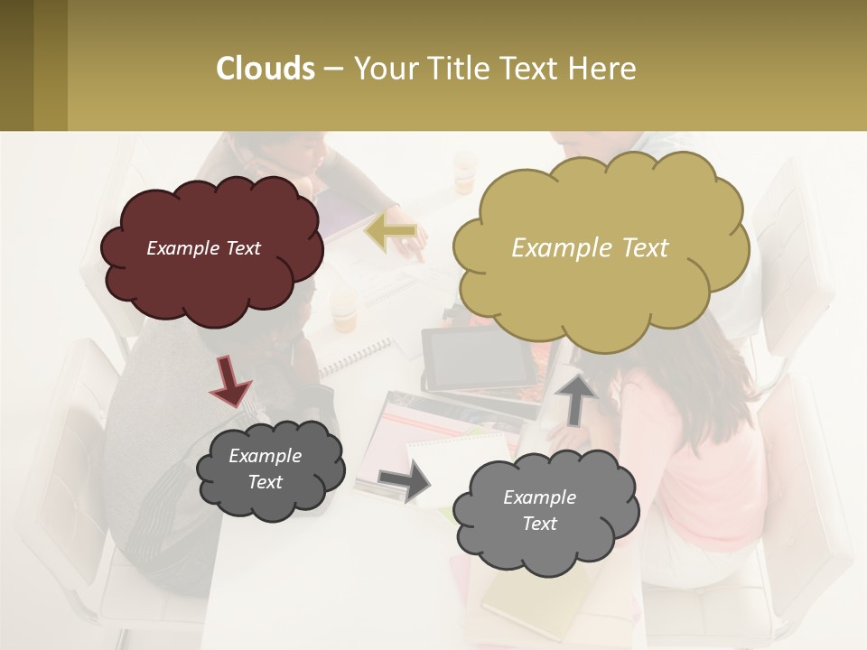 A Group Of People Sitting Around A White Table PowerPoint Template