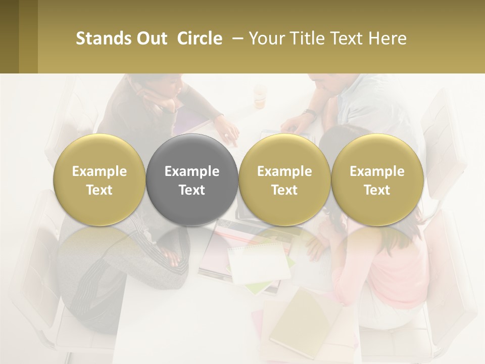 A Group Of People Sitting Around A White Table PowerPoint Template