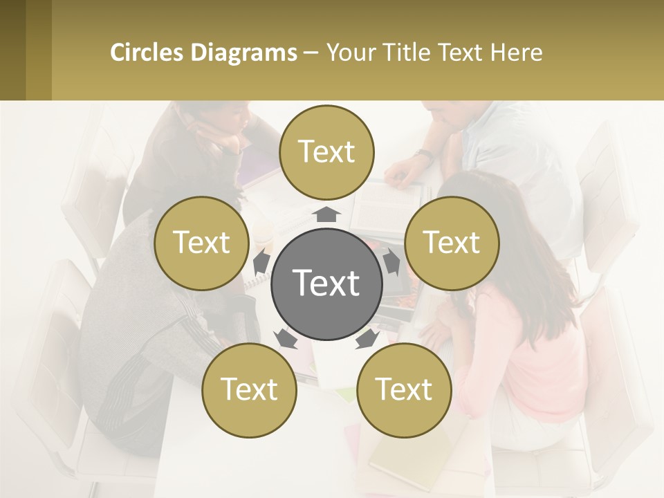 A Group Of People Sitting Around A White Table PowerPoint Template