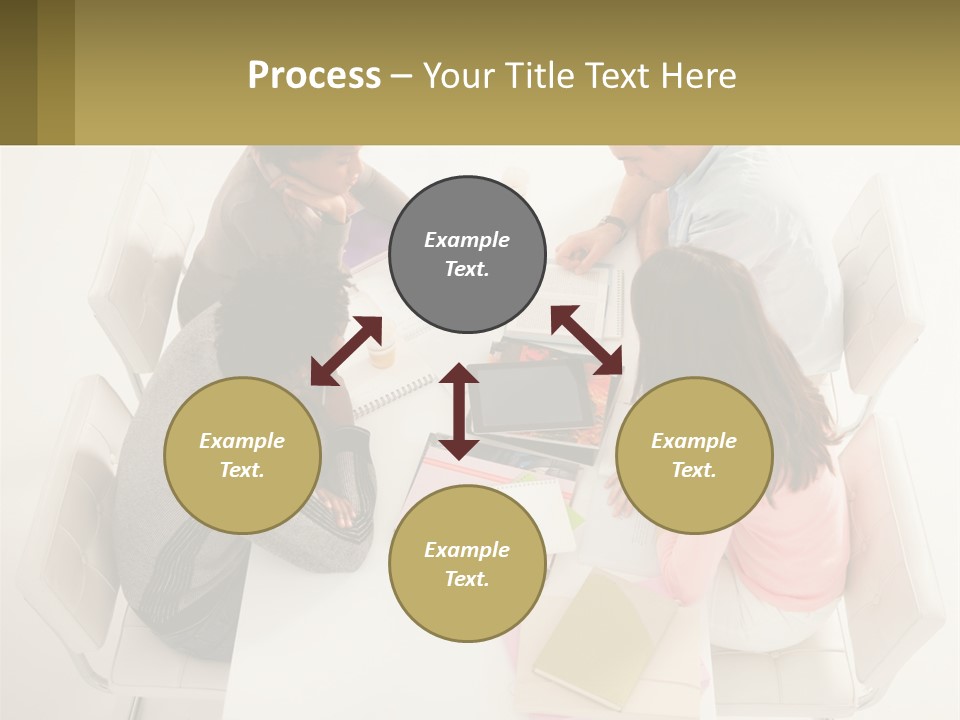 A Group Of People Sitting Around A White Table PowerPoint Template
