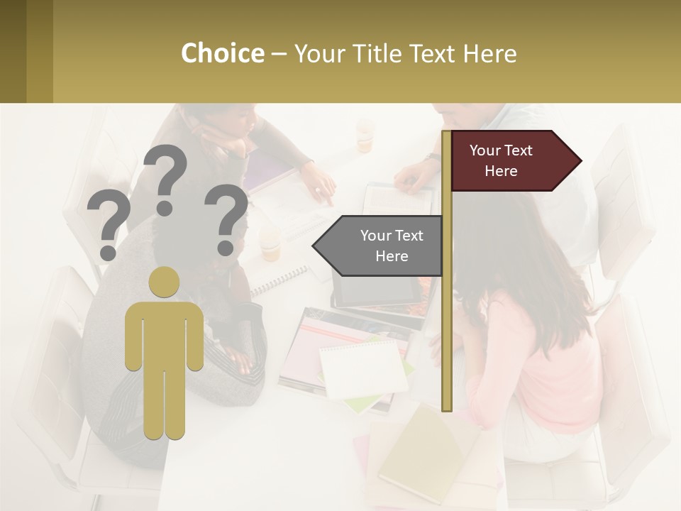 A Group Of People Sitting Around A White Table PowerPoint Template