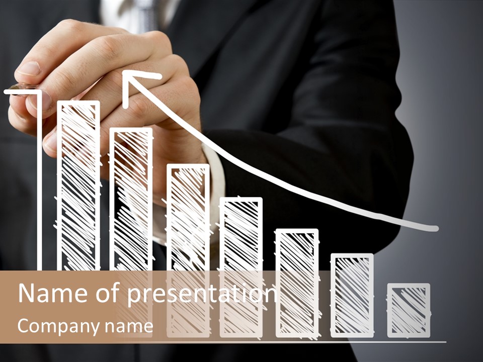 A Man In A Business Suit Drawing A Bar Chart PowerPoint Template