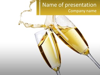 Two Glasses Of Champagne Being Filled With Liquid PowerPoint Template