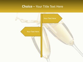 Two Glasses Of Champagne Being Filled With Liquid PowerPoint Template
