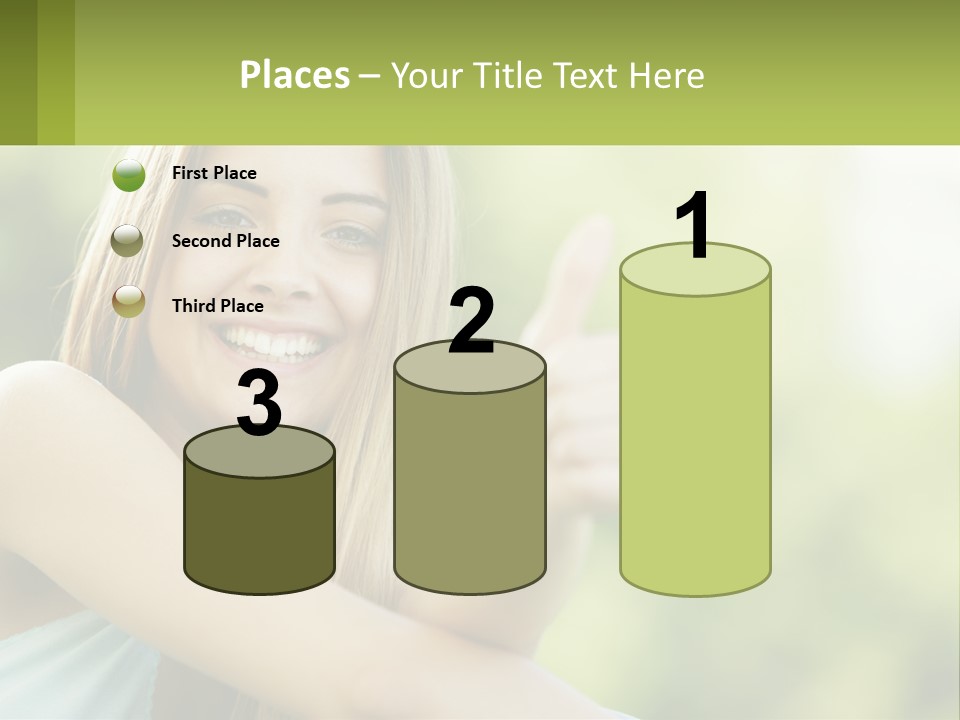 A Woman Giving A Thumbs Up With A Green Background PowerPoint Template