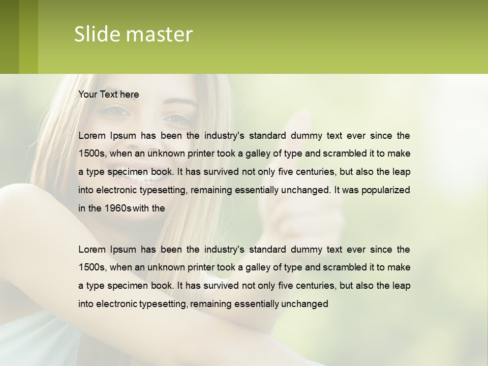 A Woman Giving A Thumbs Up With A Green Background PowerPoint Template