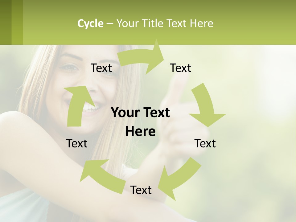 A Woman Giving A Thumbs Up With A Green Background PowerPoint Template