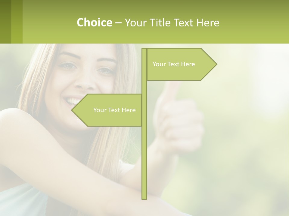A Woman Giving A Thumbs Up With A Green Background PowerPoint Template