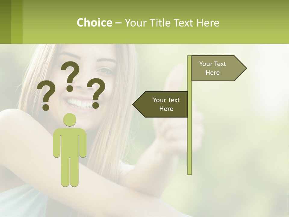 A Woman Giving A Thumbs Up With A Green Background PowerPoint Template