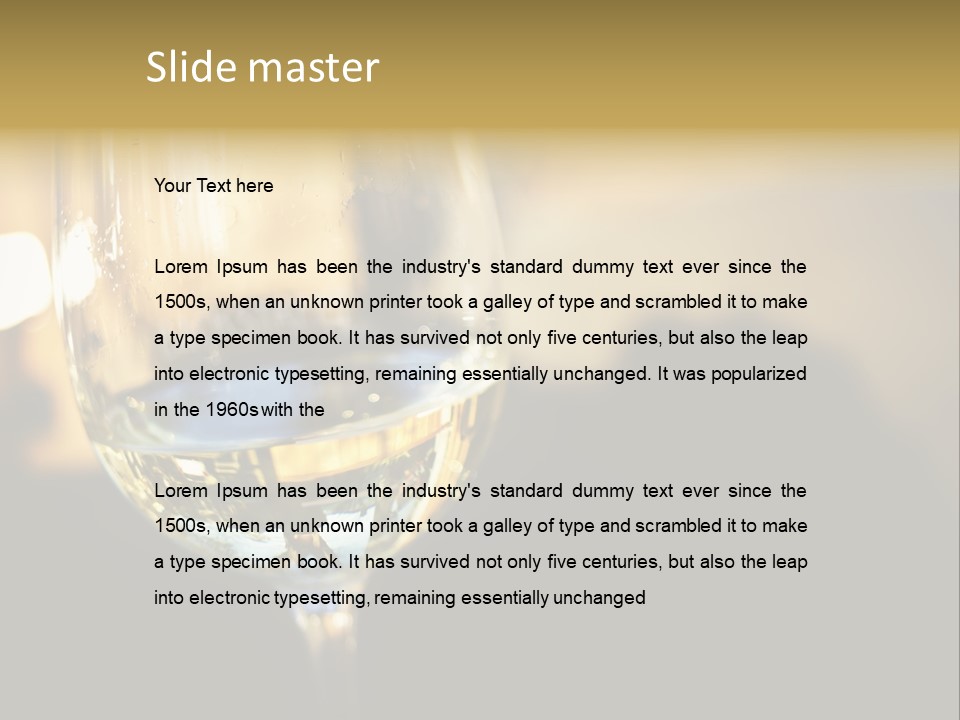 A Glass Of White Wine On A Table PowerPoint Template