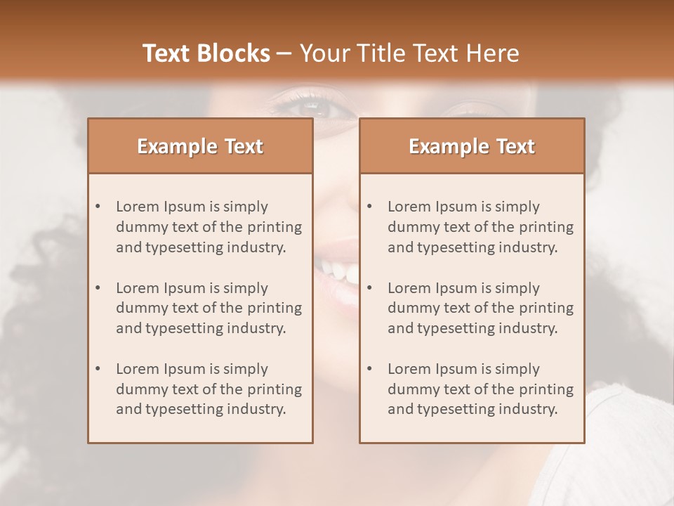A Woman With Curly Hair Is Smiling For The Camera PowerPoint Template